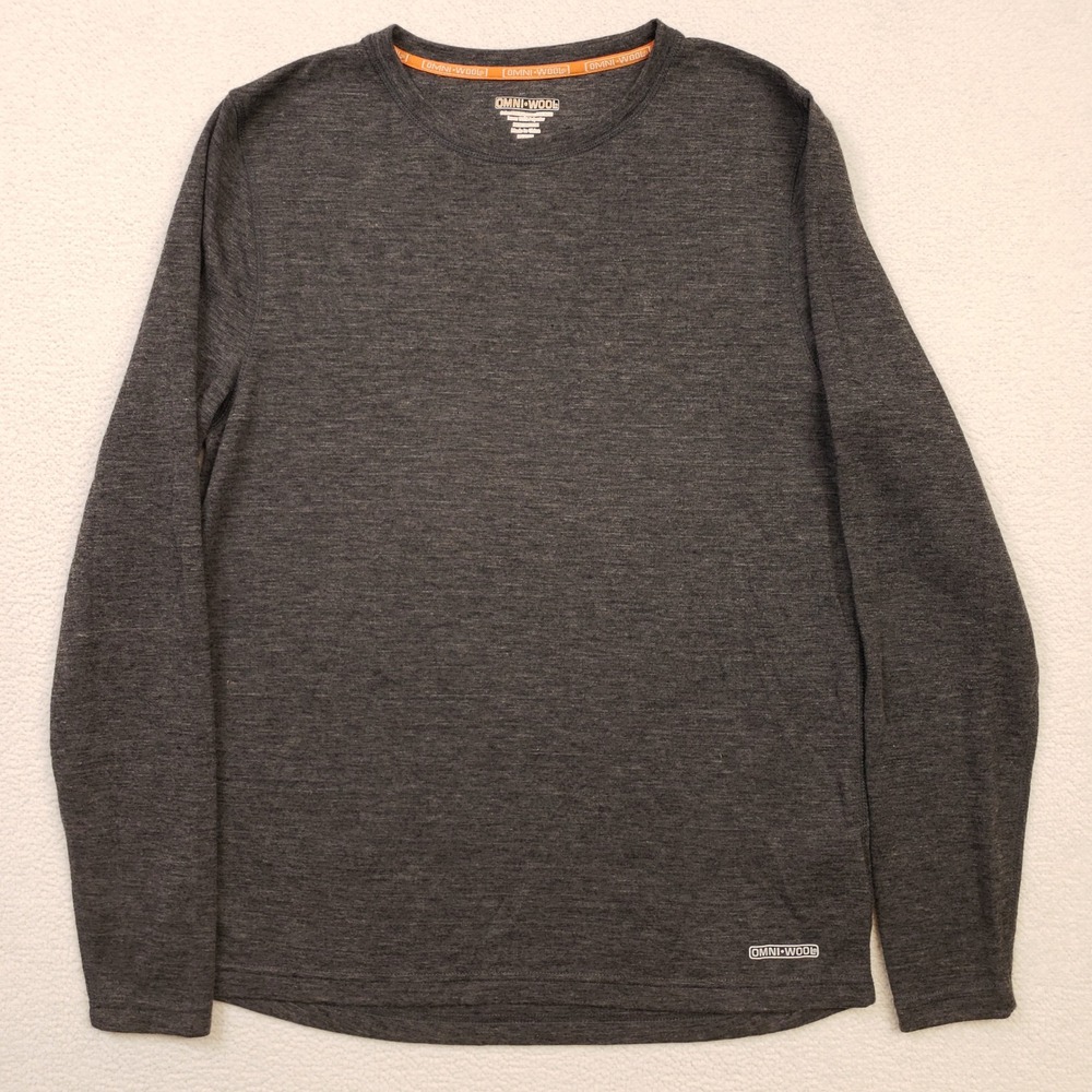 Omni-Wool Long Sleeve Shirt Mens Medium Gray‎ Wool Blend Base Layer Thermal